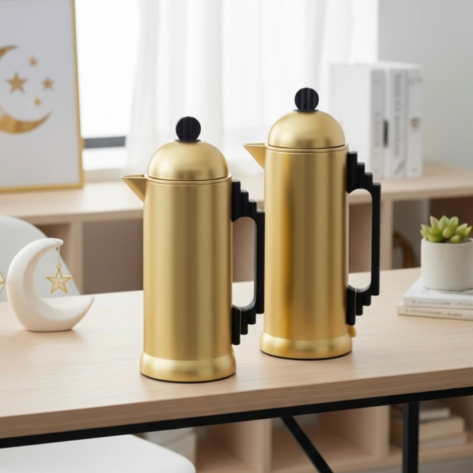 Al Marjan Dallah Set – 0.7L & 1L - M/Gold wood - Mawaeen