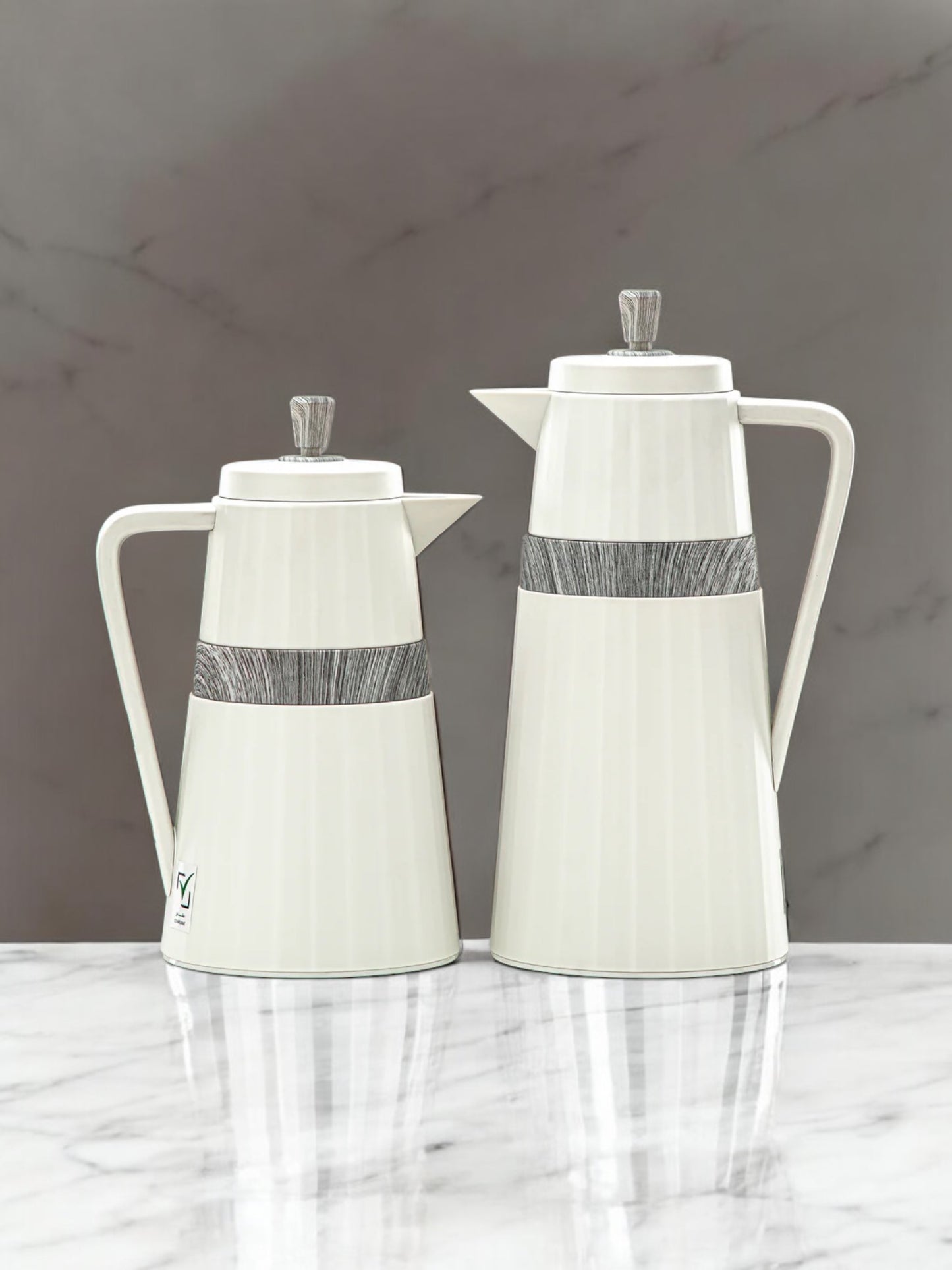 Almarjan Vacuum Flask Set - 2 Pieces - Beige