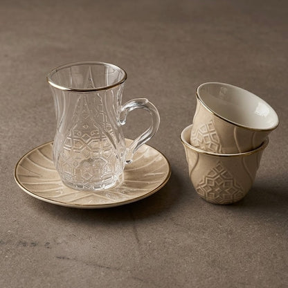 Rose Tea and Arabic Coffee Hosting Set (Complete 18-Piece Collection)