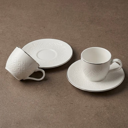 Fine Porcelain Espresso & Turkish Coffee Collection with Matching Saucers (6 Pieces)