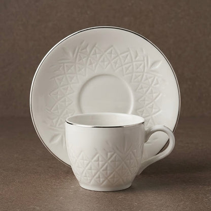 Fine Porcelain Espresso & Turkish Coffee Collection with Matching Saucers (6 Pieces)
