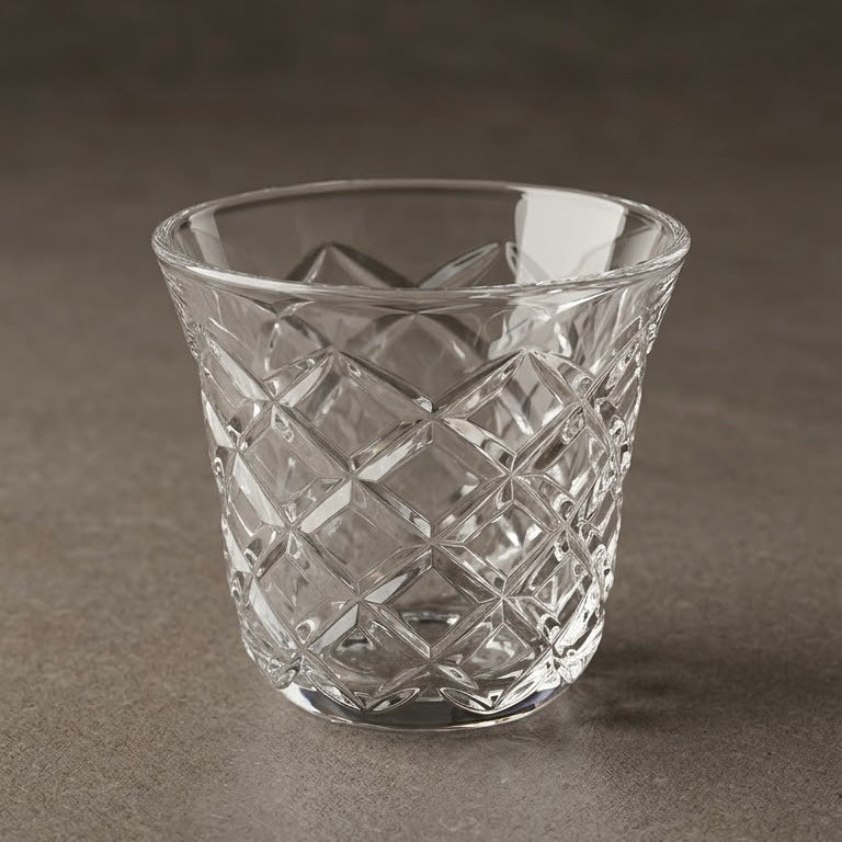 Faceted Clear Glass Arabic Coffee Cup Set (6 Pieces / Finjans)
