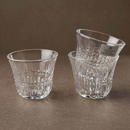 Cawa Classic Transparent Arabic Coffee Cups Featuring Fluted Design (6 Pieces)