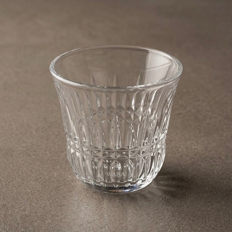 Cawa Classic Transparent Arabic Coffee Cups Featuring Fluted Design (6 Pieces)