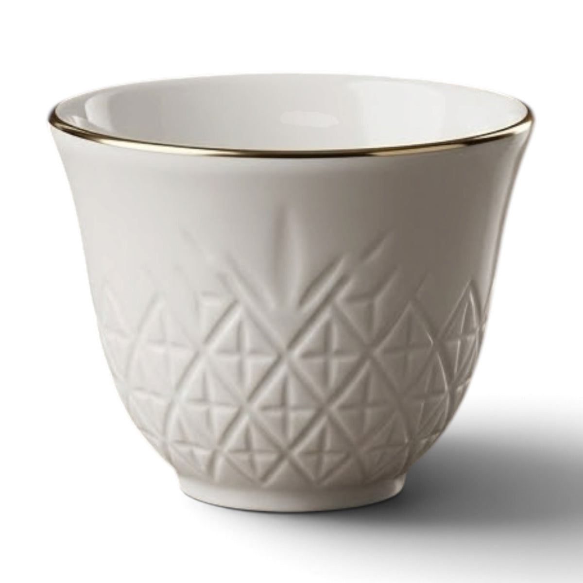 Royal Pineapple Relief Porcelain Arabic Coffee Cup Set with Gold Rims (12 Pcs)
