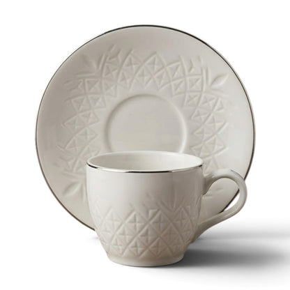 Fine Porcelain Espresso & Turkish Coffee Collection with Matching Saucers (6 Pieces)