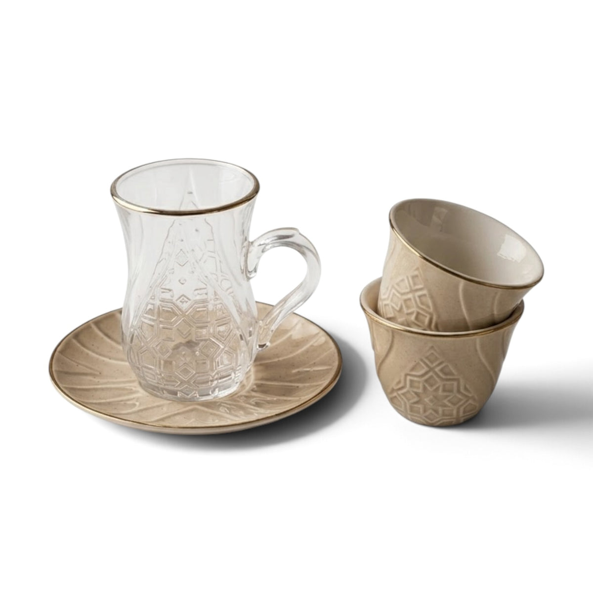 Rose Tea and Arabic Coffee Hosting Set (Complete 18-Piece Collection)
