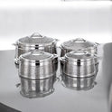 Almarjan 4 Pieces Rodha Stainless Steel Hot Pot Set Silver