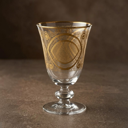 Luxury Gold-Embellished Stemmed Juice & Water Glasses (Set of 6)