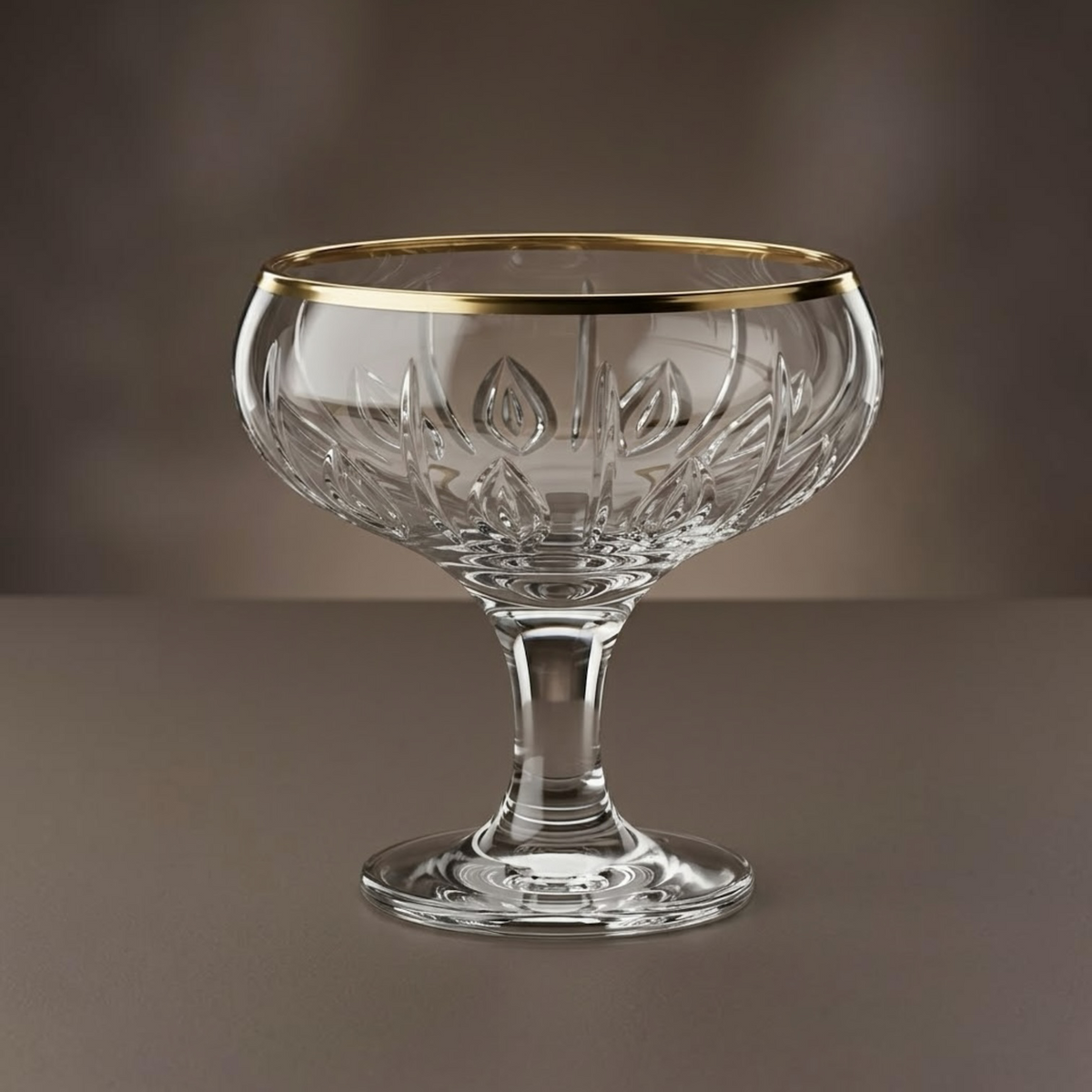 Gold-Rimmed Stemmed Glass Dessert & Ice Cream Bowls (Set of 6)