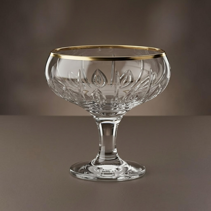 Gold-Rimmed Stemmed Glass Dessert & Ice Cream Bowls (Set of 6)