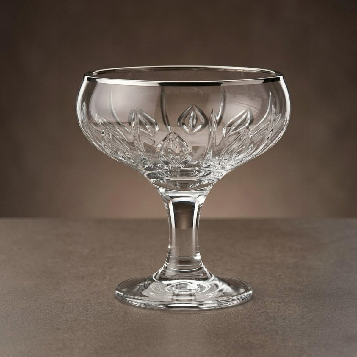 Silver-Rimmed Stemmed Glass Dessert & Ice Cream Bowls (Set of 6)