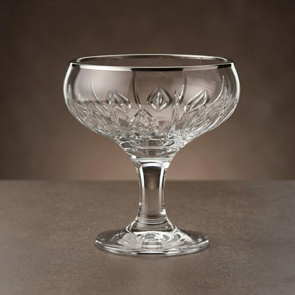 Silver-Rimmed Stemmed Glass Dessert & Ice Cream Bowls (Set of 6)