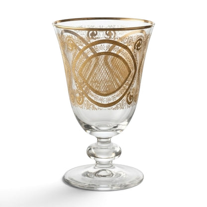 Luxury Gold-Embellished Stemmed Juice & Water Glasses (Set of 6)