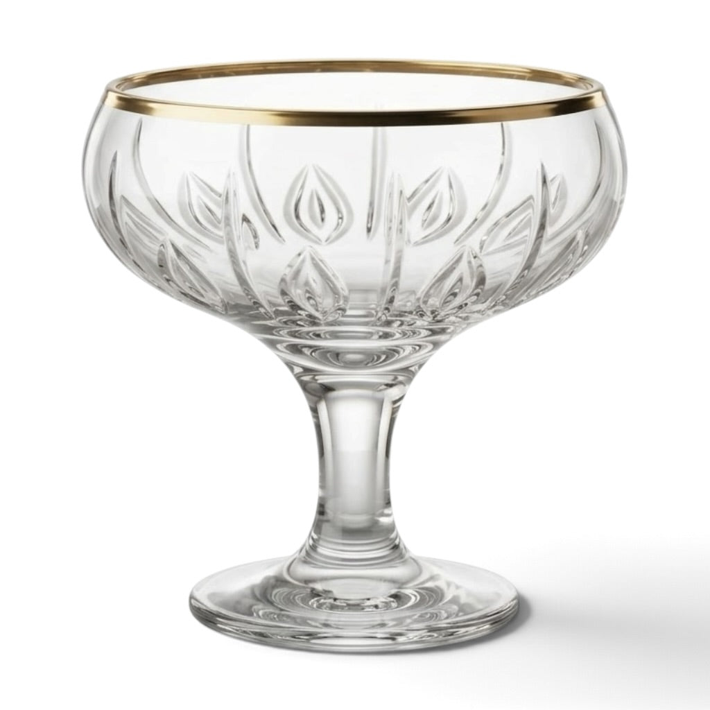 Gold-Rimmed Stemmed Glass Dessert & Ice Cream Bowls (Set of 6)