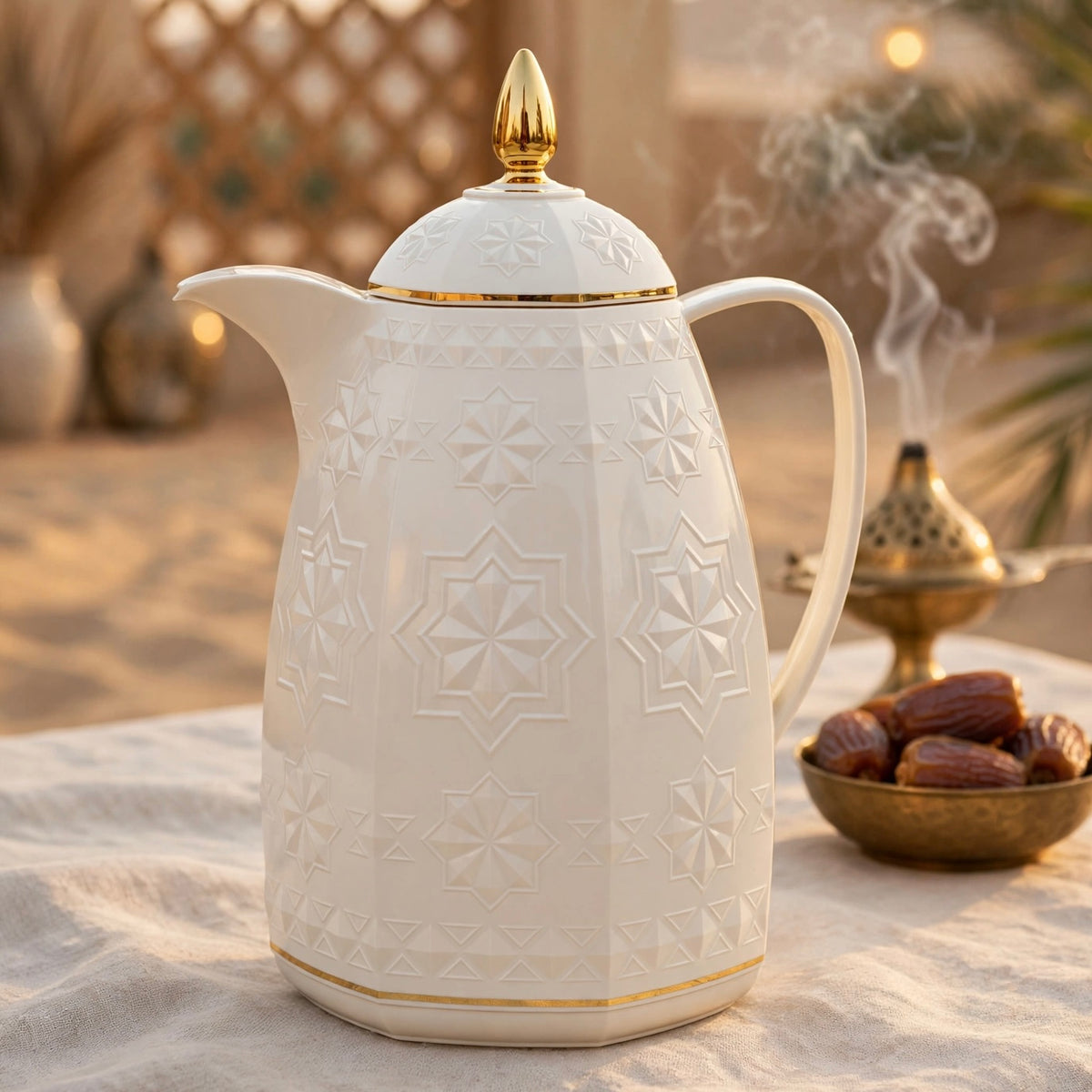 Rose 1.0L Royal Arabic Coffee Thermal Flask – Ivory & Gold