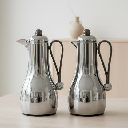 Al Marjan Dallah Set – 1L & 1L - Silver/Chrome - Mawaeen