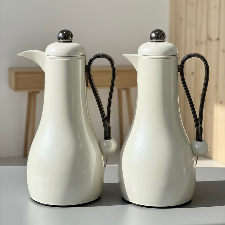 Al Marjan Dallah Set – 1L & 1L - White/Chrome