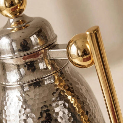Nice Hammered Silver & Gold Vacuum Flask Set – 1L & 0.75L