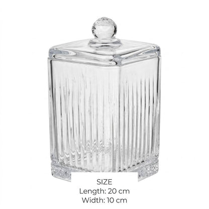 Tall Ribbed Glass Candy Jar with Lid – 20x10cm