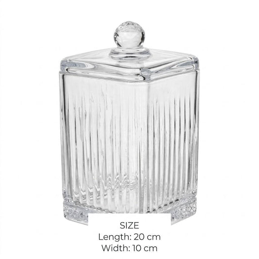 Tall Ribbed Glass Candy Jar with Lid – 20x10cm