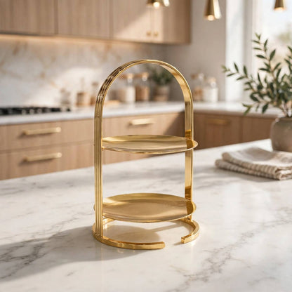 Mini Polished Gold 2-Tier Arched Round Candy & Sweets Display Stand