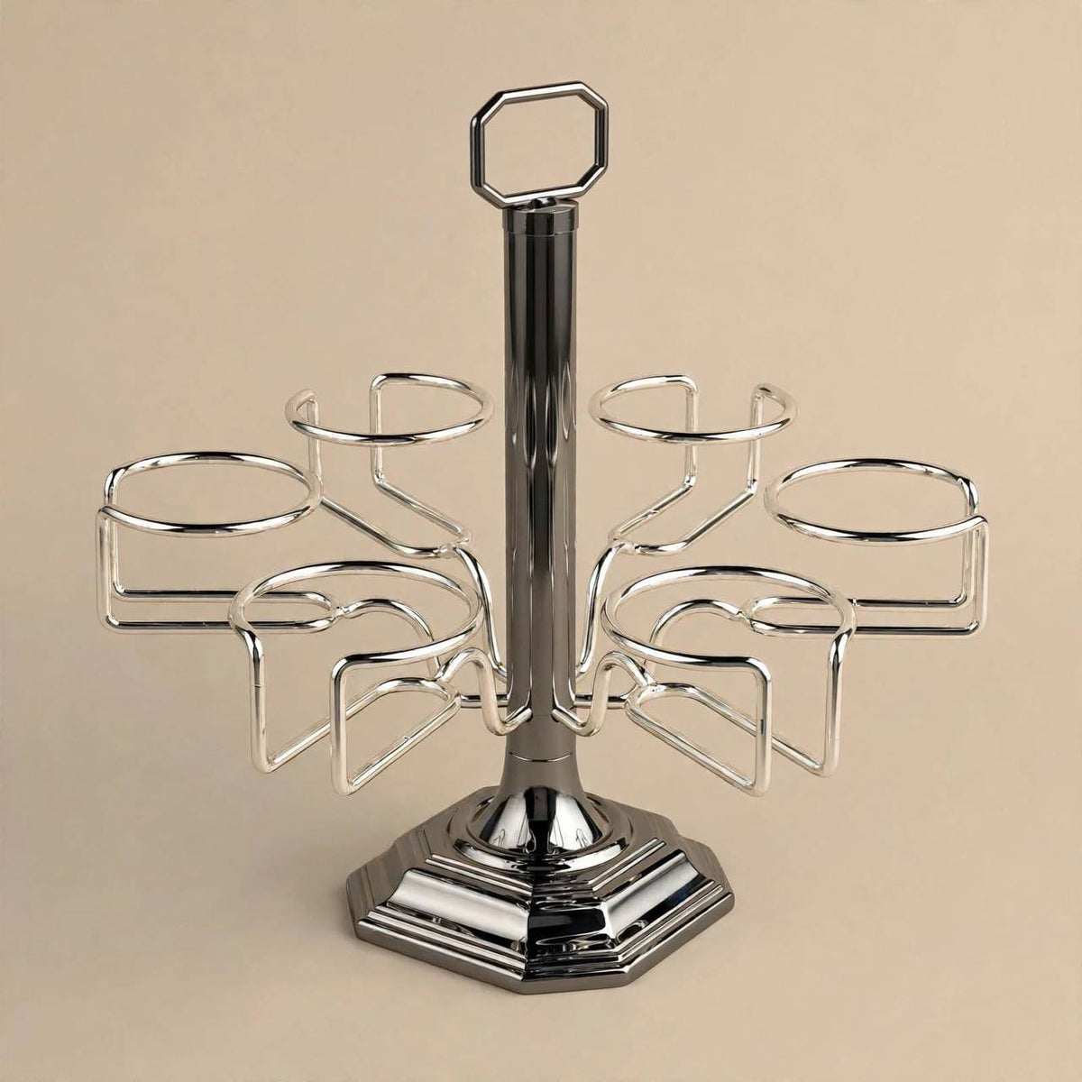 6-Cup Vertical Tea Glass (Estikanat) Holder – Polished Chrome