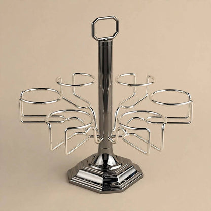 6-Cup Vertical Tea Glass (Estikanat) Holder – Polished Chrome