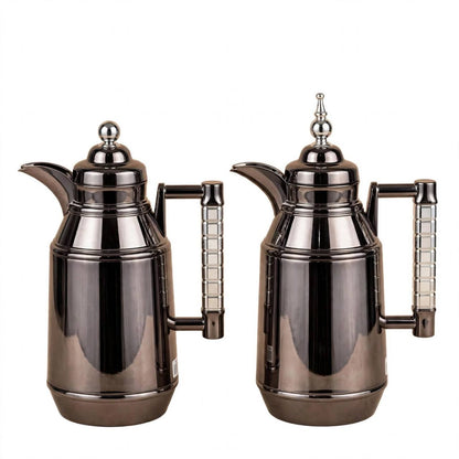 Mahra Polished Chrome & Silver 2-Piece Thermal Coffee & Tea Dallah Set