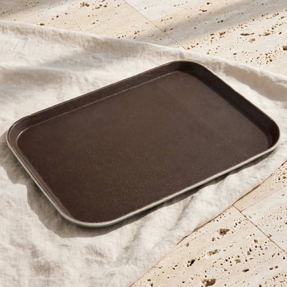 Rectangular Non-Slip PP Serving Tray Brown – 41x31 cm