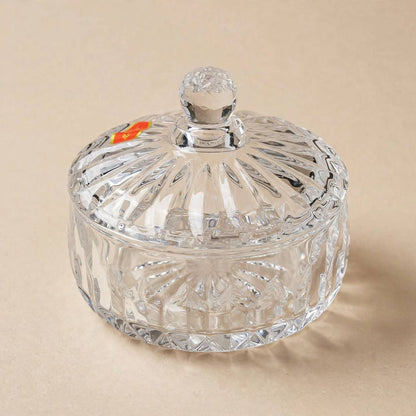 Starburst Cut Crystal Glass Sugar & Candy Bowl with Lid – 10x11cm