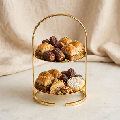 Mini Polished Gold 2-Tier Arched Round Candy & Sweets Display Stand