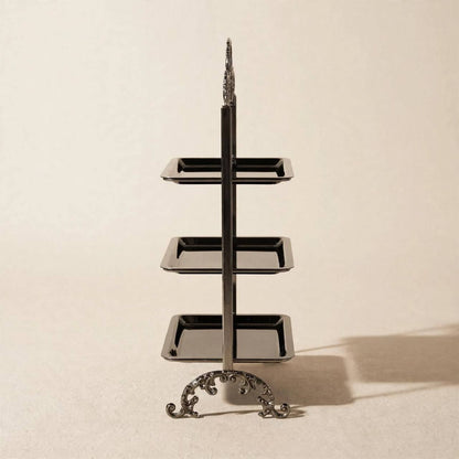 Elegant 3-Tier Rectangular Sweet & Dessert Display Stand – Polished Chrome