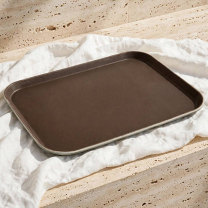 Rectangular Non-Slip PP Serving Tray Brown – 41x31 cm