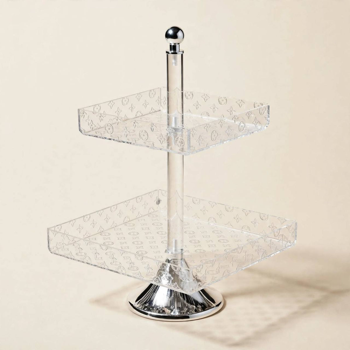 Luxury 2-Tier Embossed Acrylic Sweet & Hospitality Display Stand