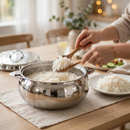 Royal Insulated Stainless Steel Thermal Food Warmer with Gold-Accented Laser Etched Lid & Locking Clamps – 5000 ml
