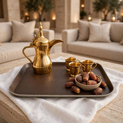 Rectangular Non-Slip PP Serving Tray Brown – 41x31 cm