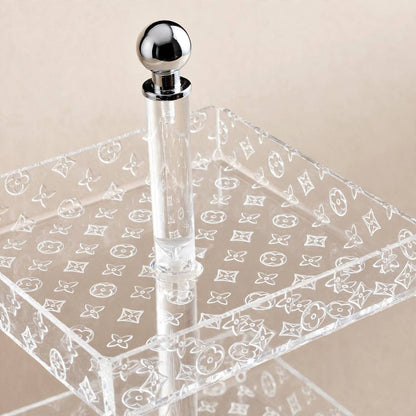 Luxury 2-Tier Embossed Acrylic Sweet & Hospitality Display Stand