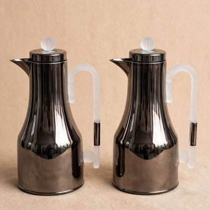 Al Marjan 2-Piece Thermal Flask Set – 1L + 1L (Chrome & Clear )
