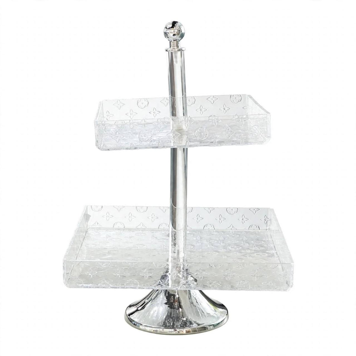 Luxury 2-Tier Embossed Acrylic Sweet & Hospitality Display Stand