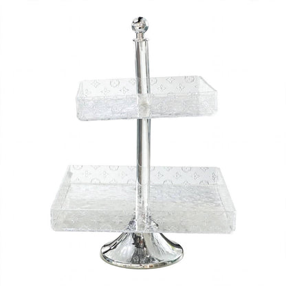 Luxury 2-Tier Embossed Acrylic Sweet & Hospitality Display Stand