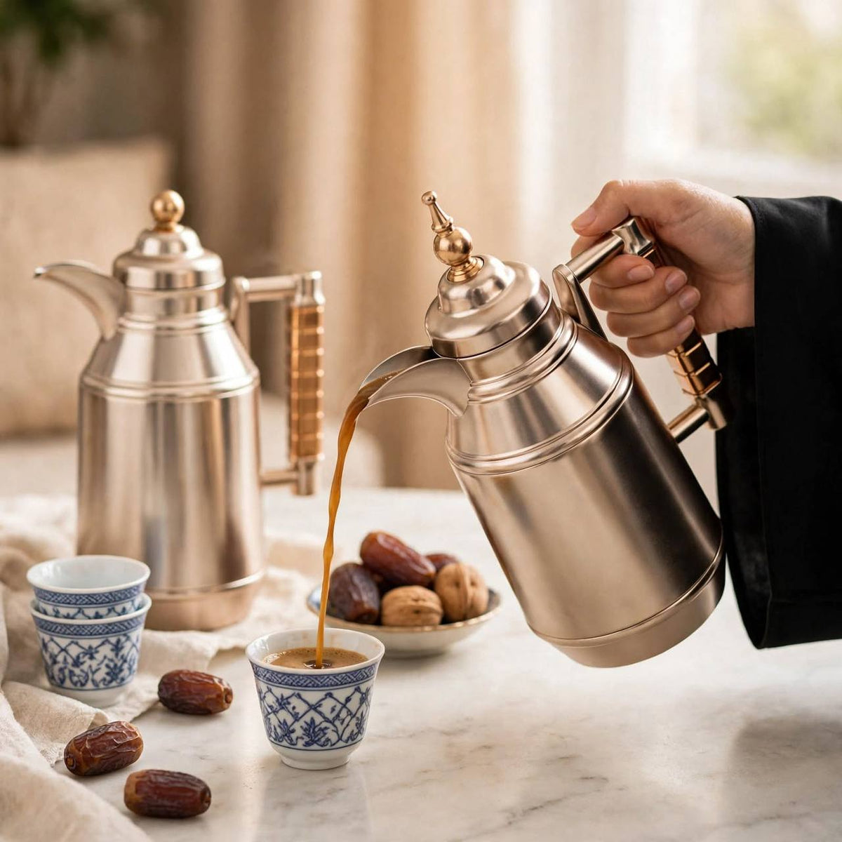 Mahra Matt Rose & Gold 2-Piece Thermal Coffee & Tea Dallah Set