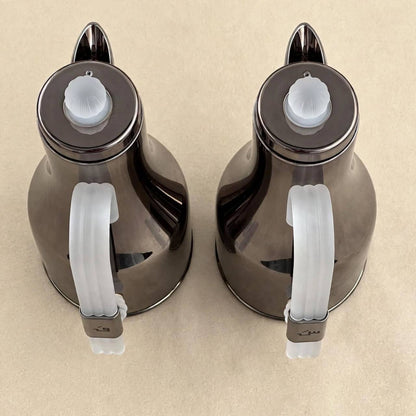 Al Marjan 2-Piece Thermal Flask Set – 1L + 1L (Chrome & Clear )