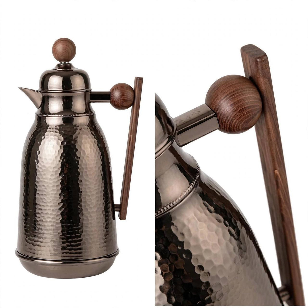 Nice Hammered Chrome Mirror Vacuum Flask Set – 1L & 0.75L