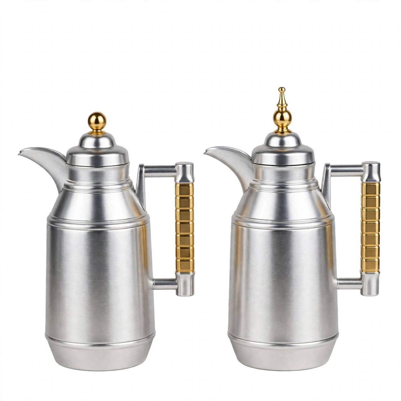 Mahra Matt Silver & Gold 2-Piece Thermal Coffee & Tea Dallah Set
