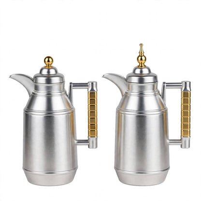 Mahra Matt Silver & Gold 2-Piece Thermal Coffee & Tea Dallah Set