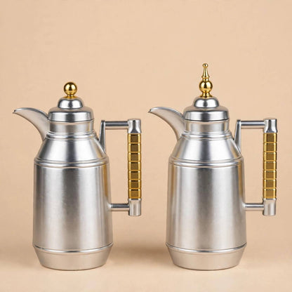 Mahra Matt Silver & Gold 2-Piece Thermal Coffee & Tea Dallah Set