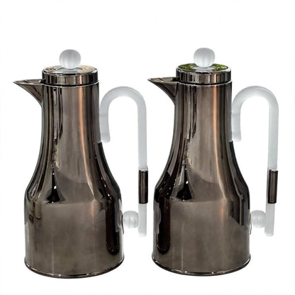 Al Marjan 2-Piece Thermal Flask Set – 1L + 1L (Chrome & Clear )