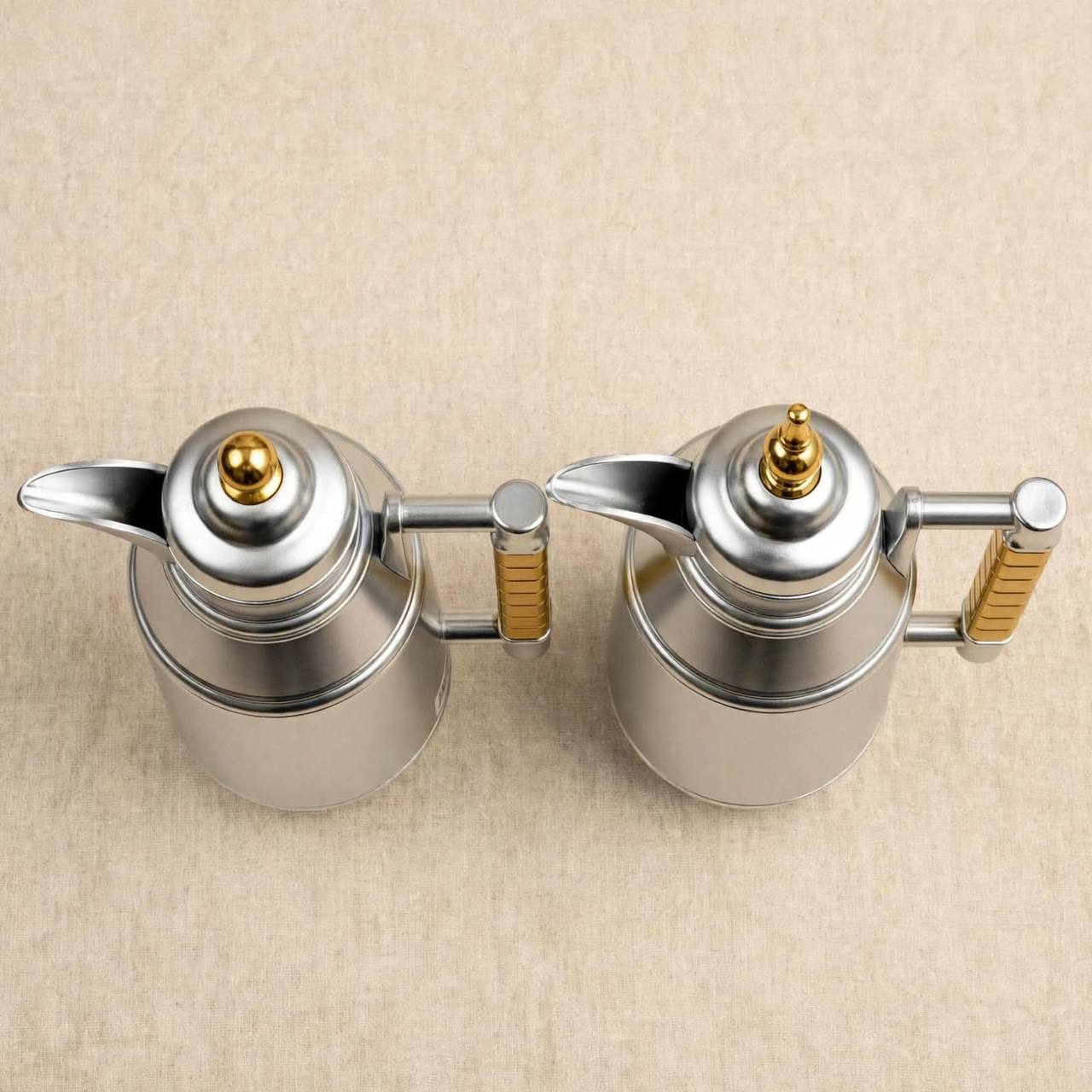 Mahra Matt Silver & Gold 2-Piece Thermal Coffee & Tea Dallah Set