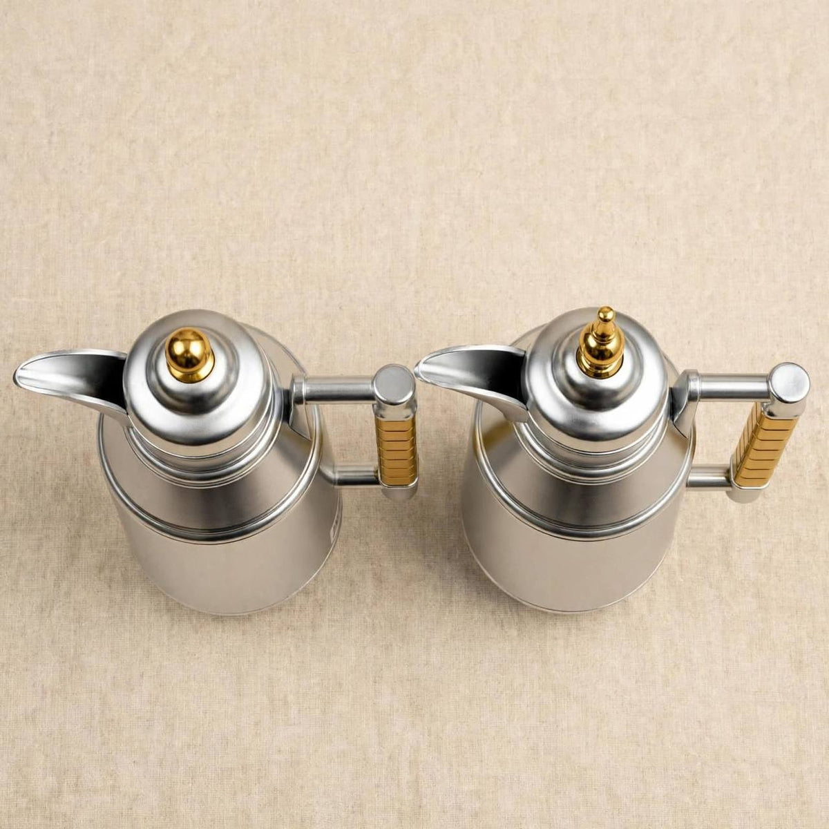 Mahra Matt Silver & Gold 2-Piece Thermal Coffee & Tea Dallah Set